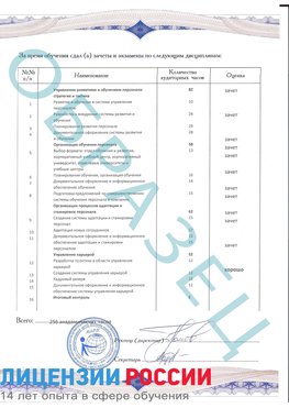 Образец приложение к диплому (страница 2) Новомосковск Профессиональная переподготовка сотрудников 